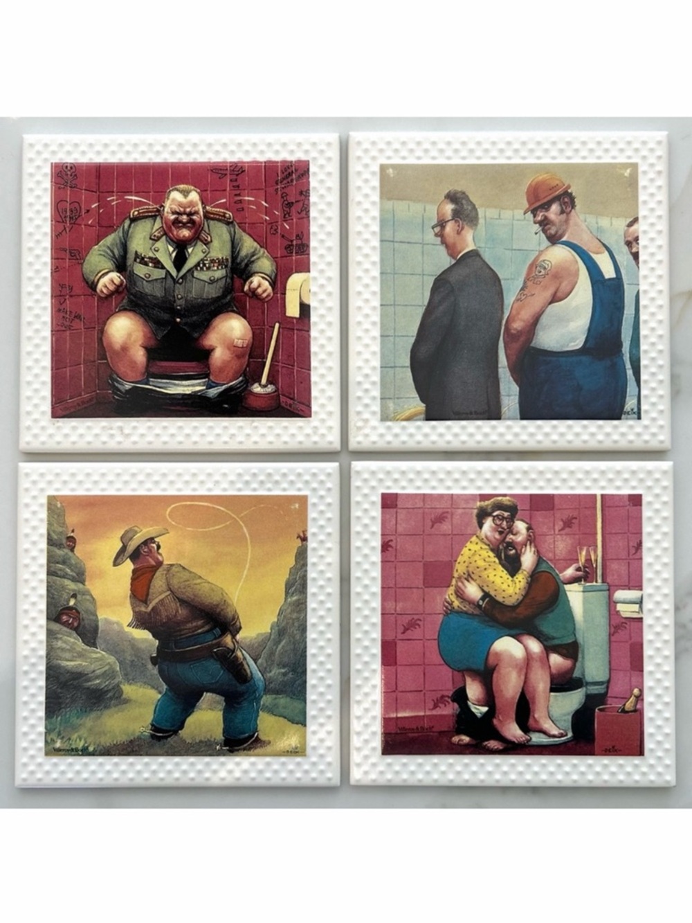 Vintage RARE Set 8 Villeroy & Boch Manfred Diex Ceramic Wall Tiles